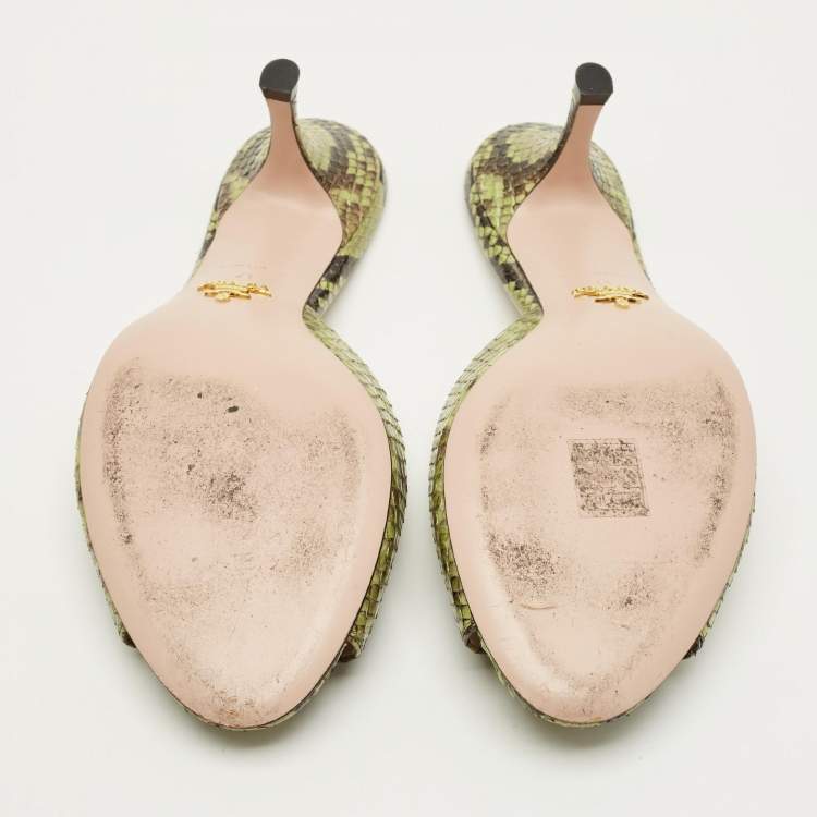 Pre Owned Prada Size 41 Two Tone Python Leather Slide Sandals