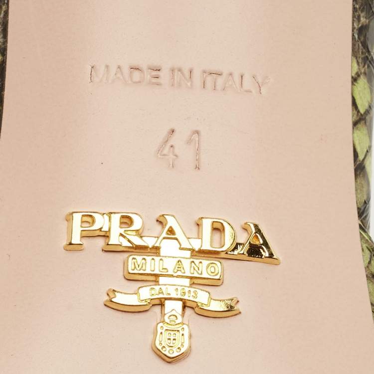 Pre Owned Prada Size 41 Two Tone Python Leather Slide Sandals