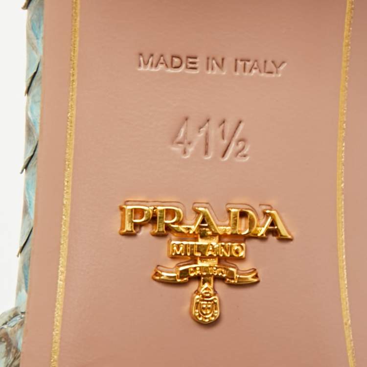 مملوكة مسبقًا Prada Size 41.5 Beige Python Leather Slide Sandals