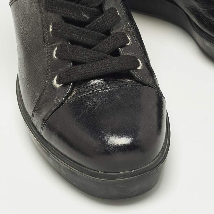 Pre Owned Prada Size 41 Black Leather Wedge Sneakers