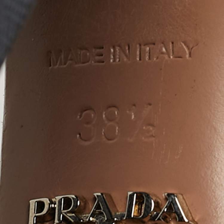 Pre Owned Prada Size 38.5 Navy Blue Patent Leather Platform Ankle Strap Sandals