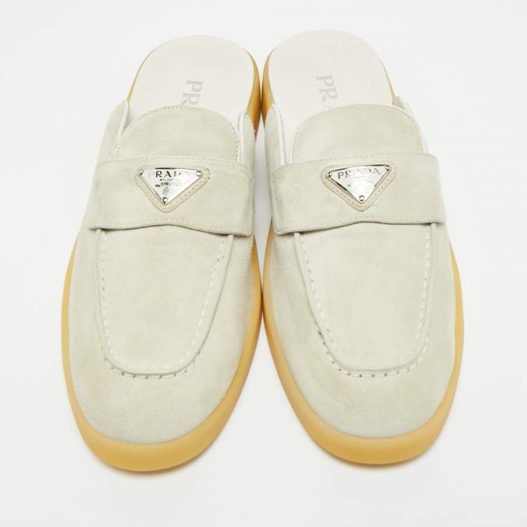 Pre Owned Prada Astral Size 40 Grey Suede Mules