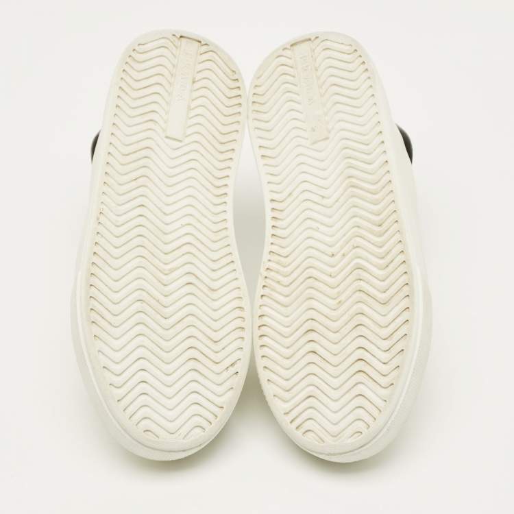 Pre Owned Prada Size 40 White/Black Leather Low Top Sneakers