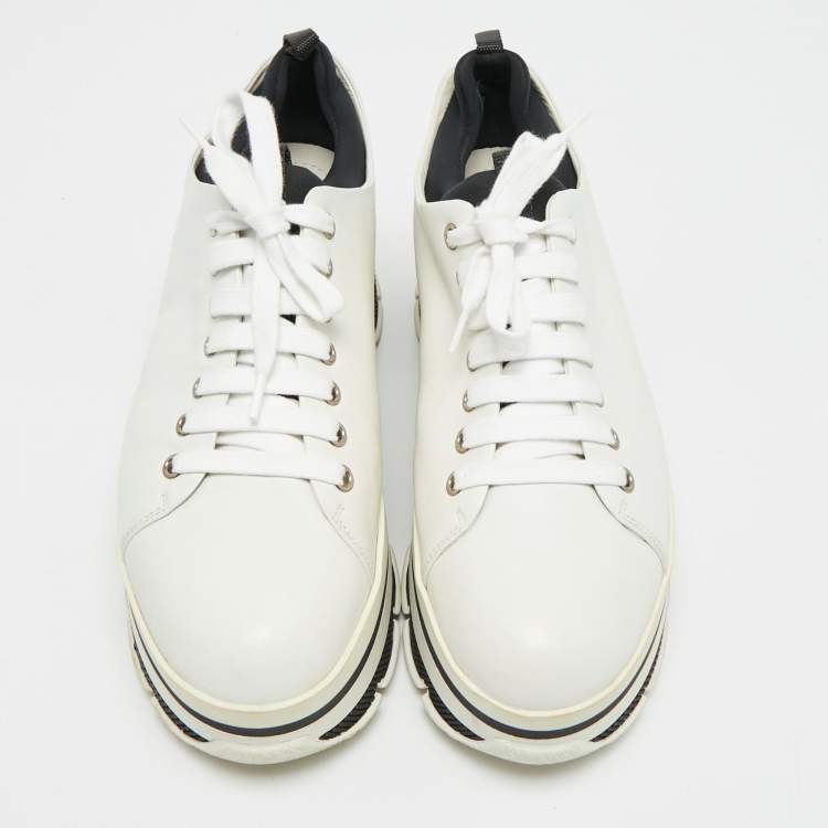 Pre Owned Prada Linea Rossa Size 39 White Leather Platform Sneakers