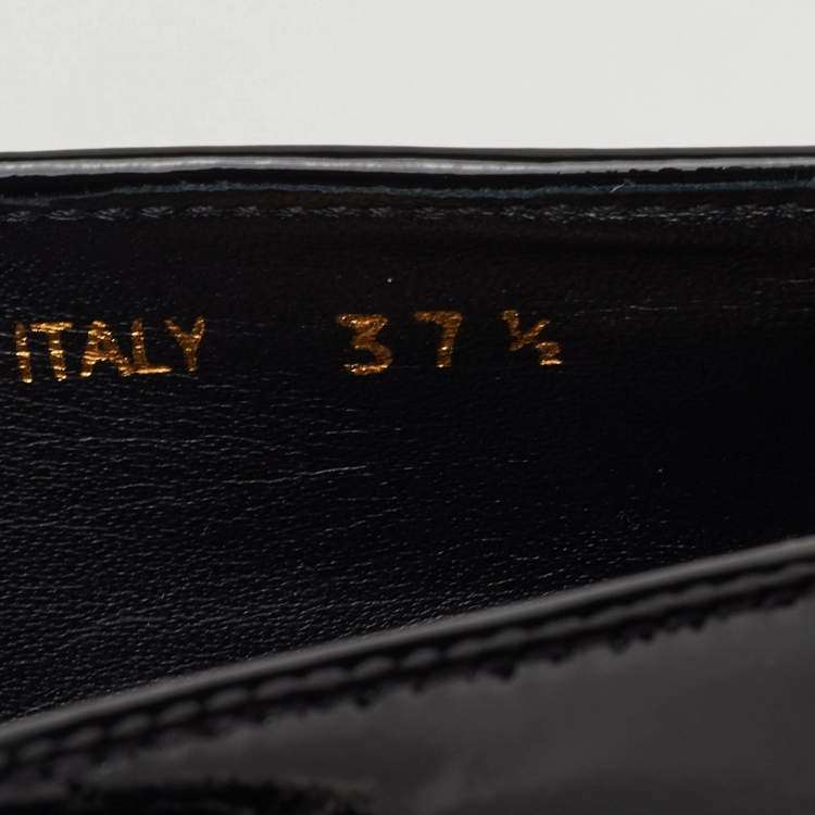 Pre Owned Prada Size 37.5 Black Patent Leather Slip On Loafers