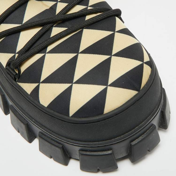 Pre Owned Prada Size 41 Black/Yellow Leather and Nylon Snow Boots