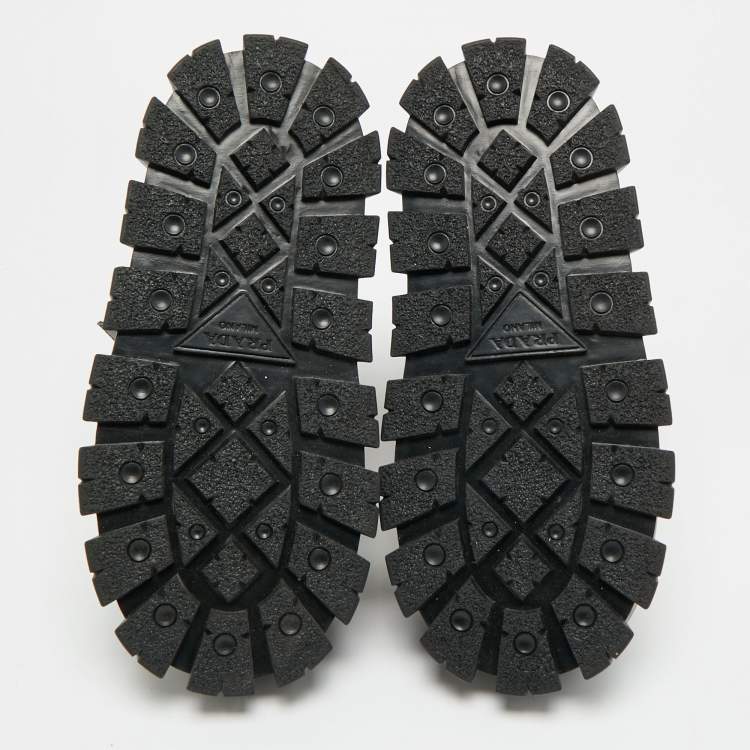 Pre Owned Prada Size 41 Black/Yellow Leather and Nylon Snow Boots