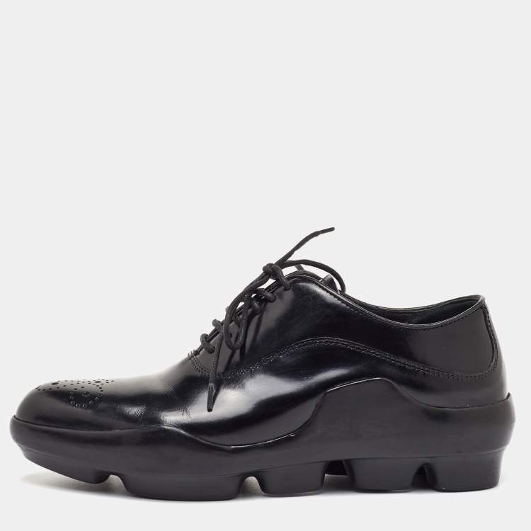 Pre Owned Prada Size 36 Black Leather Lace Up Sneaker Oxfords