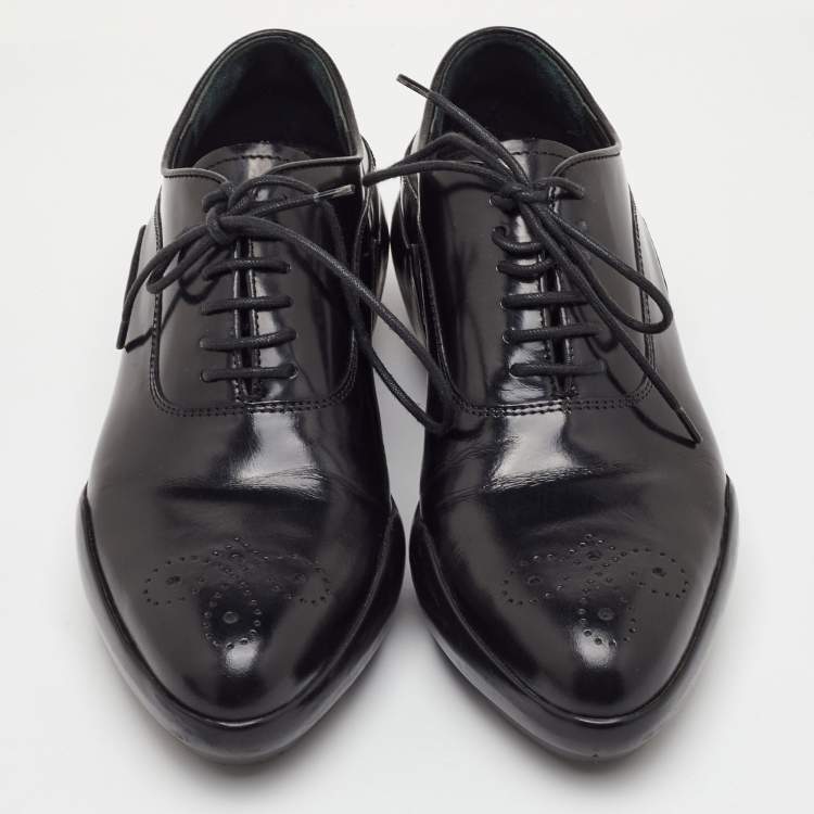 Pre Owned Prada Size 36 Black Leather Lace Up Sneaker Oxfords