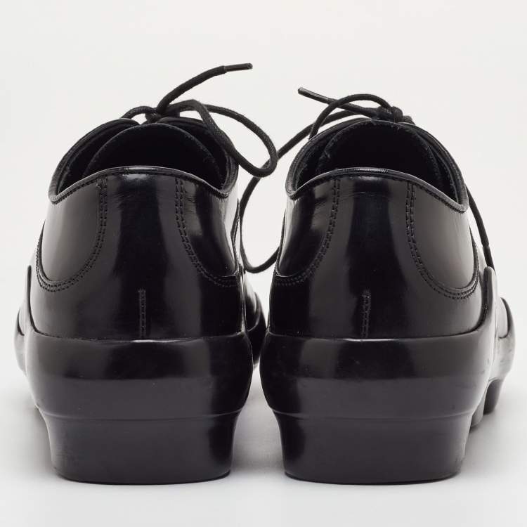 Pre Owned Prada Size 36 Black Leather Lace Up Sneaker Oxfords