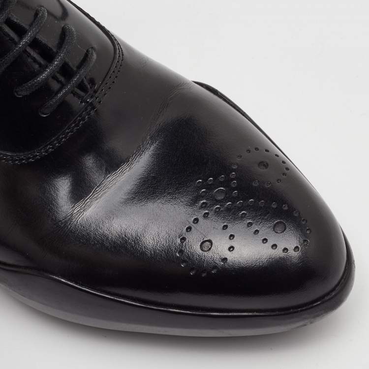 Pre Owned Prada Size 36 Black Leather Lace Up Sneaker Oxfords