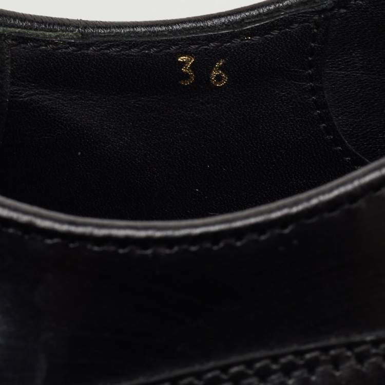 Pre Owned Prada Size 36 Black Leather Lace Up Sneaker Oxfords