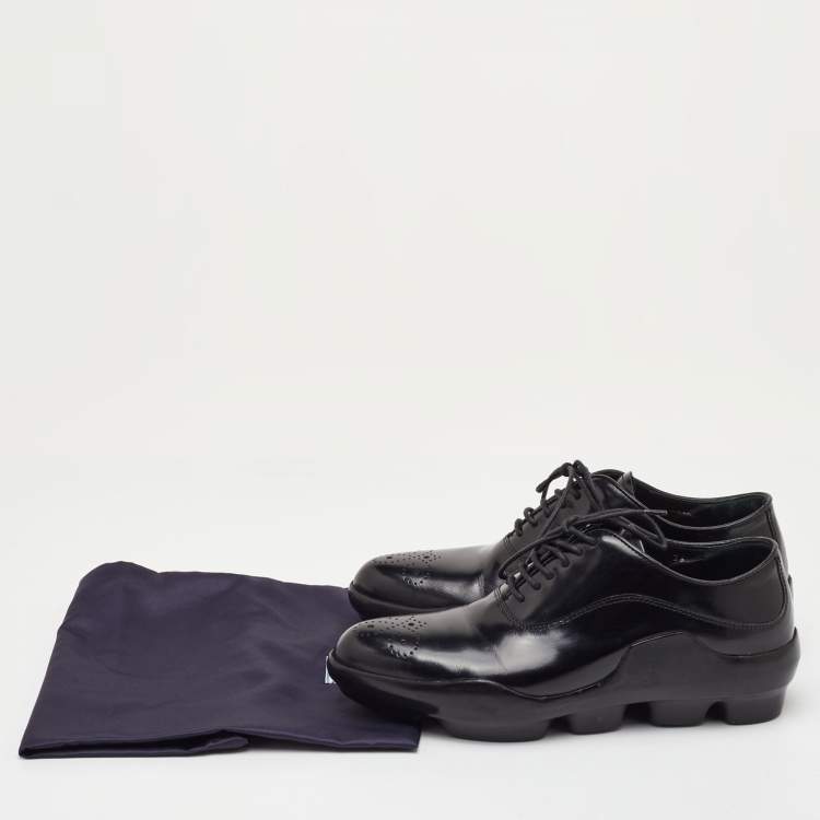 Pre Owned Prada Size 36 Black Leather Lace Up Sneaker Oxfords