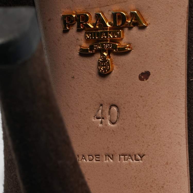 Pre Owned Prada Size 40 Brown Suede Platform Pumps