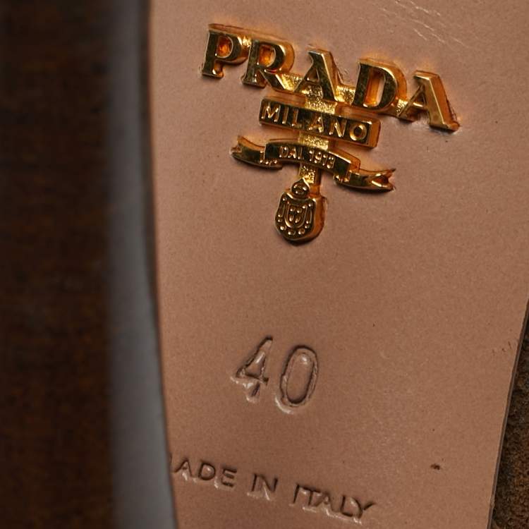 Pre Owned Prada Size 38 Brown Suede Ankle Strap Sandals