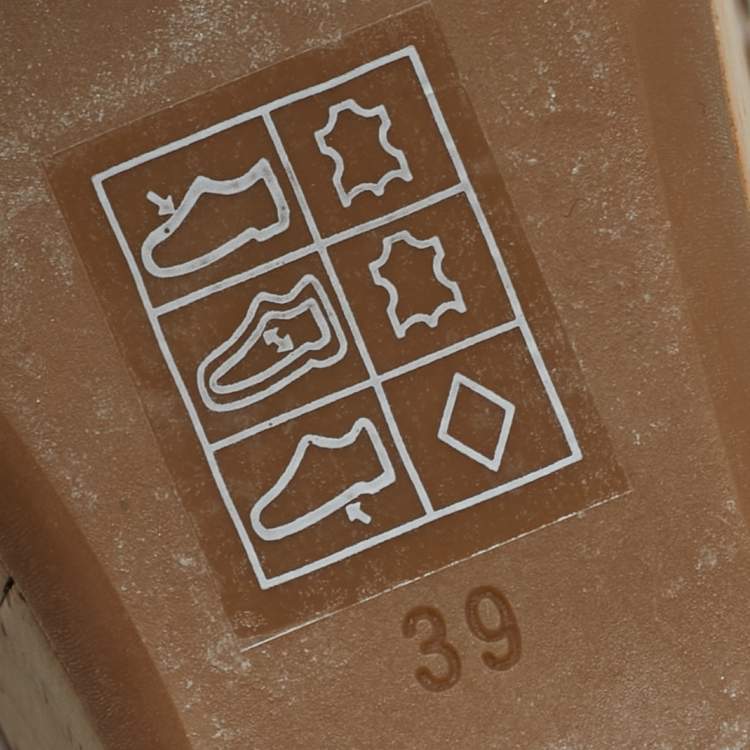 Pre Owned Prada Size 39 Brown Leather Ankle Strap Wedge Sandals