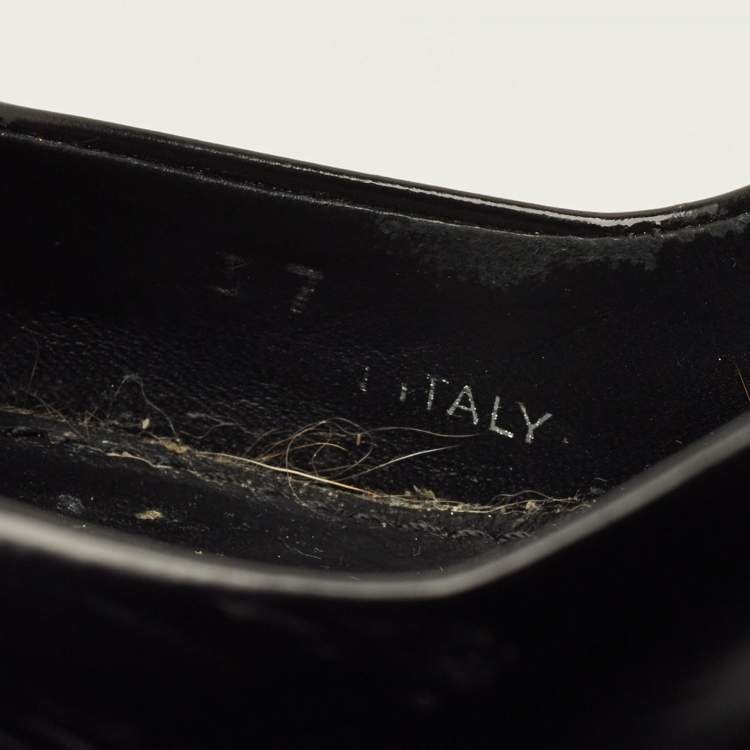 مملوكة مسبقًا Prada Size 37 Black Leather Triangle Patch Slingback Pumps