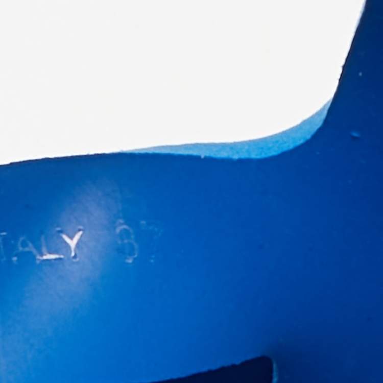 Pre Owned Prada Monolith Size 37 Blue Rubber Platform Sandals