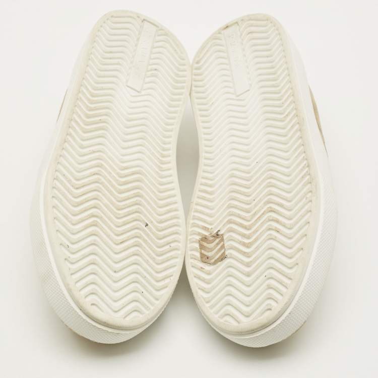 Pre Owned Prada Size 38.5 Beige Suede Platform Slip On Sneakers