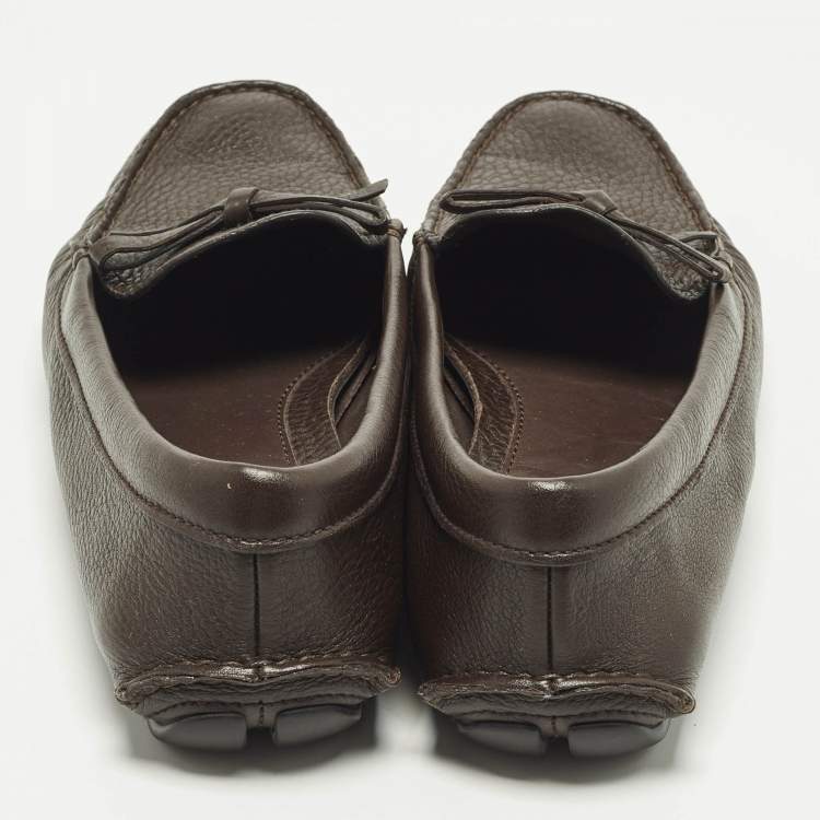 Pre Owned Prada Size 37.5 Brown Leather Slip On Loafers