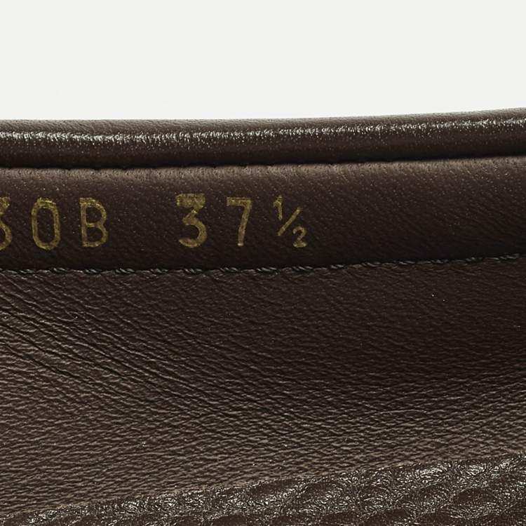 Pre Owned Prada Size 37.5 Brown Leather Slip On Loafers