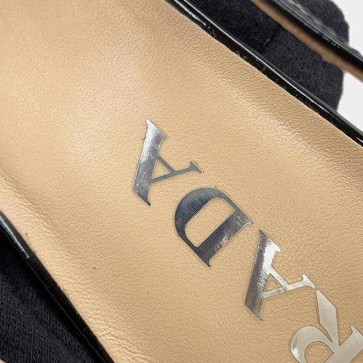 Pre Owned Prada Slingback Pumps Black Patent Leather Size 36