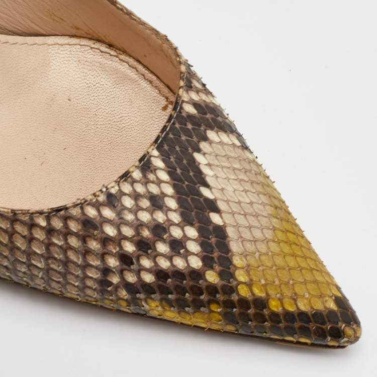 Pre Owned Prada Size 38.5 Multicolor Python Leather Pointed Toe Pumps