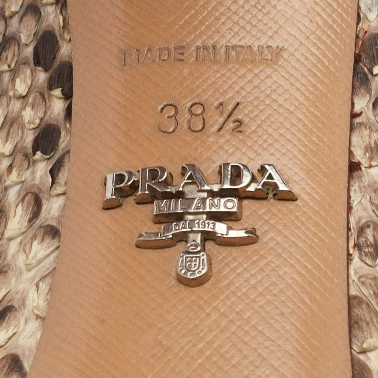 Pre Owned Prada Size 38.5 Multicolor Python Leather Pointed Toe Pumps