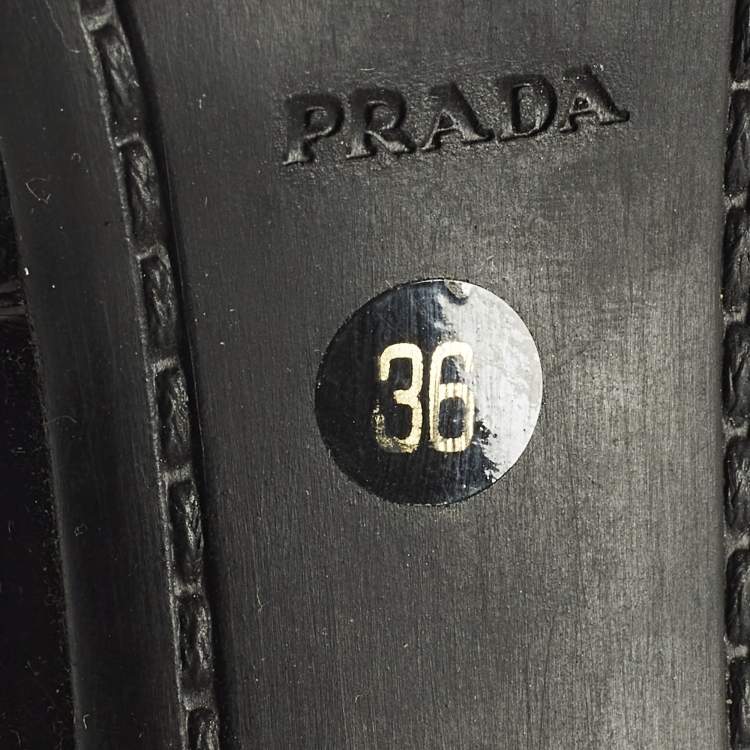 Pre Owned Prada Size 36 Black Patent Leather Ankle Strap Sandals