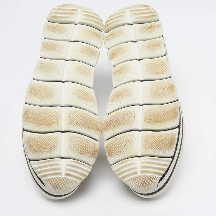 Pre Owned Prada Size 38 White/Black Leather Platform Lace Up Sneakers