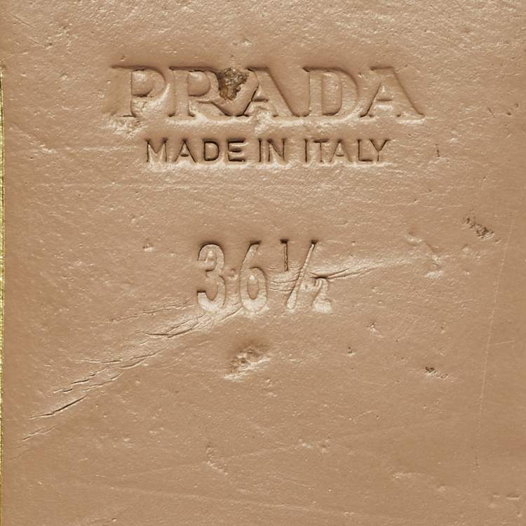 Pre Owned Prada Size 36.5 Green Crocodile Leather Flat Slide Sandals