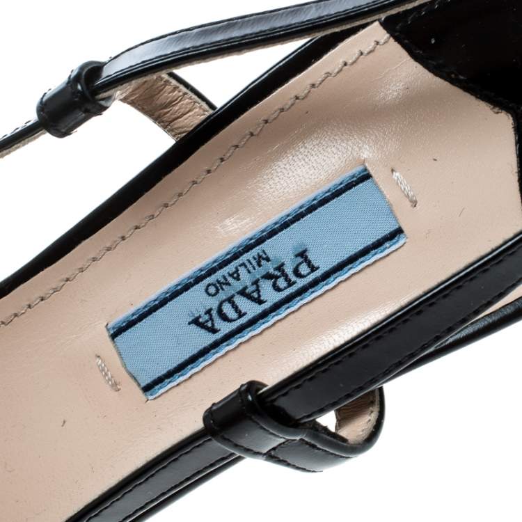 Pre Owned Prada Multicolor Check Pattern Fabric and Leather Slingback Sandals Size 37.5