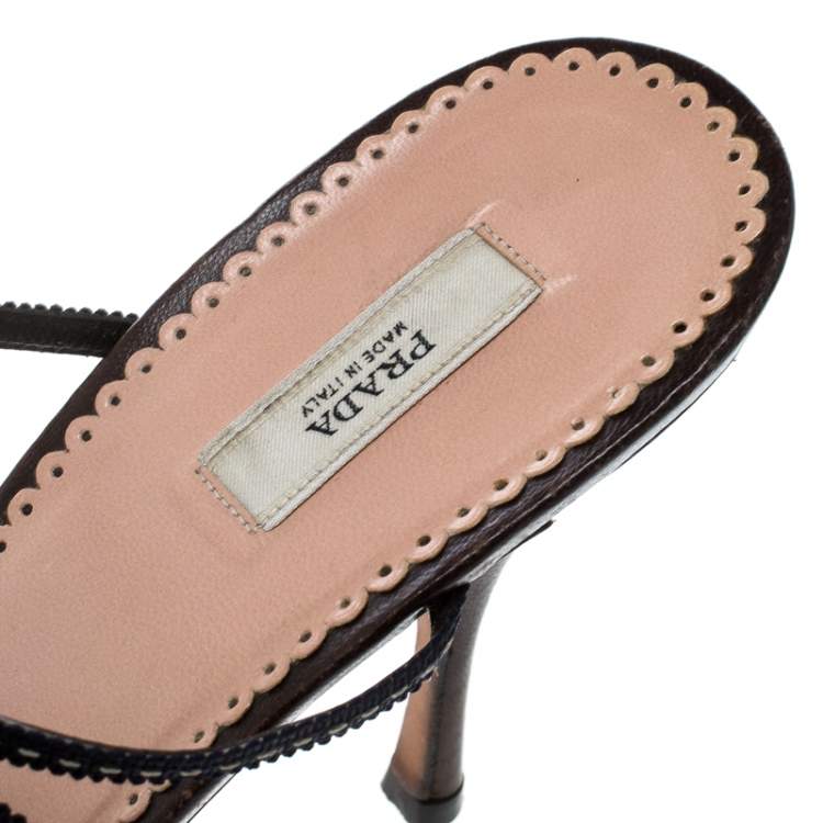 Pre Owned Prada Multicolor Fabric and Leather Flower Embellished Sandals Size 39