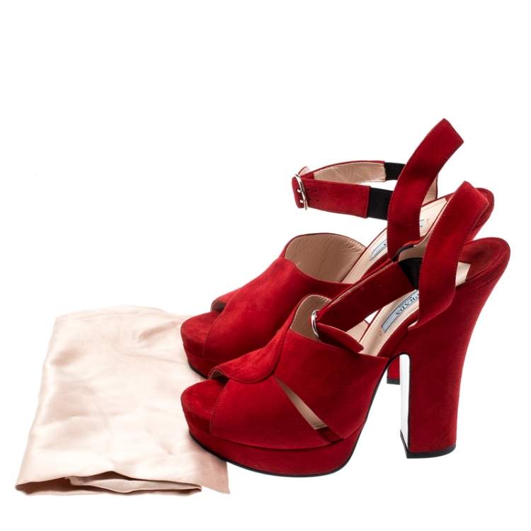 prada red suede sandals