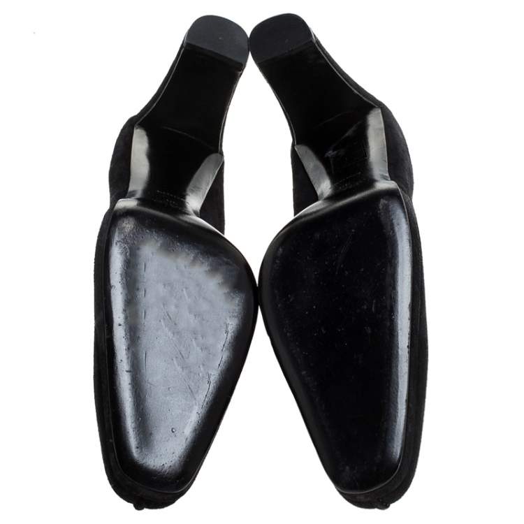 Pre Owned Prada Black Suede Square Toe Pumps Size 39