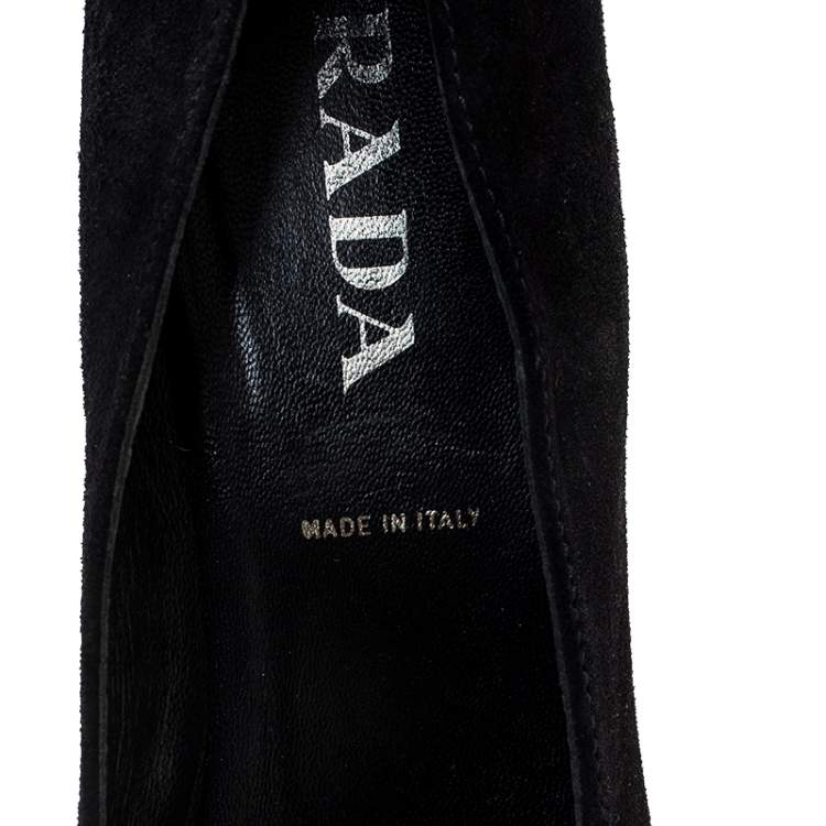 Pre Owned Prada Black Suede Square Toe Pumps Size 39