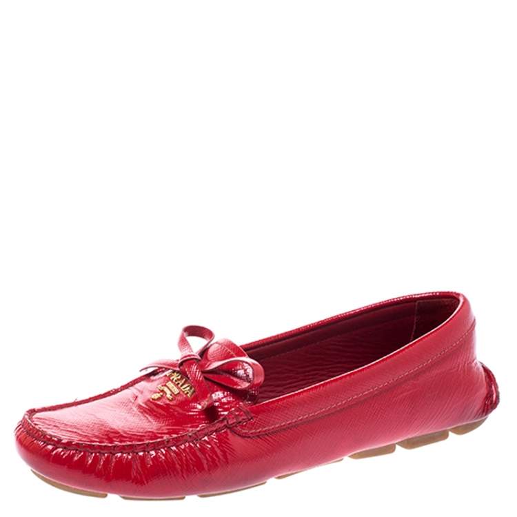 prada red loafers