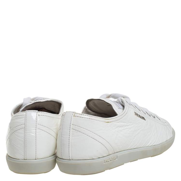 prada white patent leather sneakers