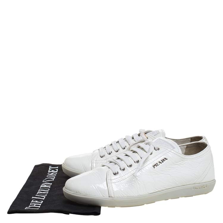 prada white patent leather sneakers