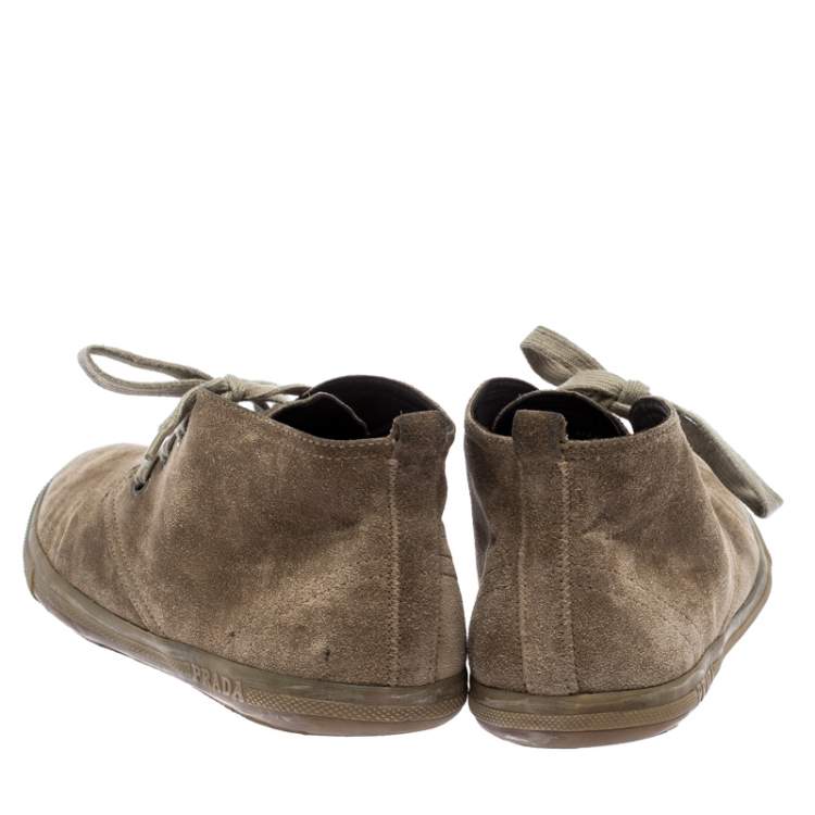 Pre Owned Prada Sport Beige Suede Desert Lace Up Boots Size 43.5