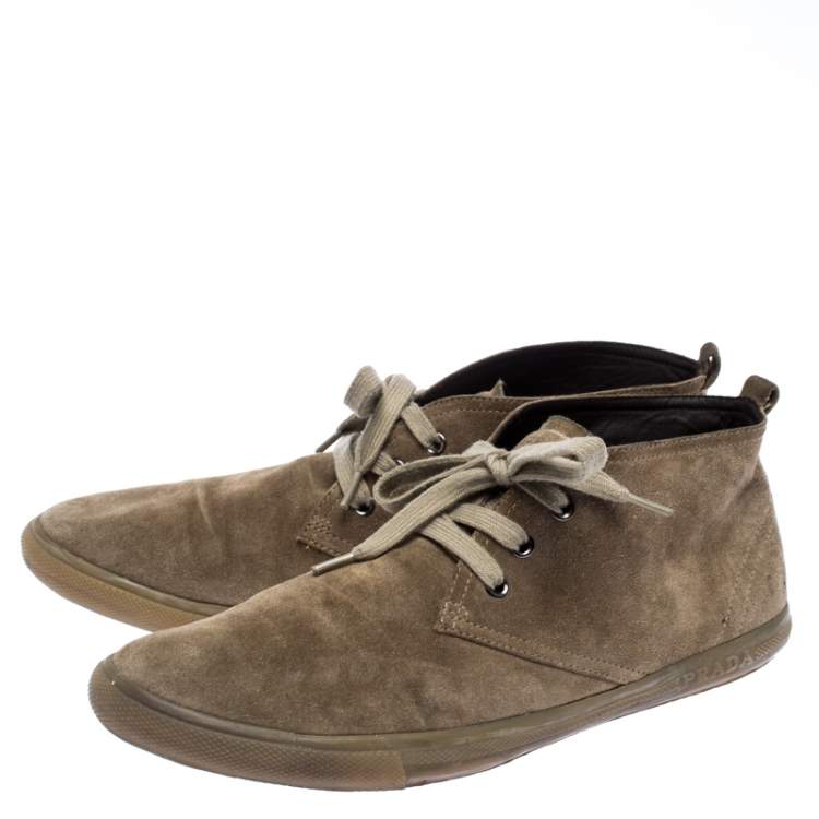 Pre Owned Prada Sport Beige Suede Desert Lace Up Boots Size 43.5