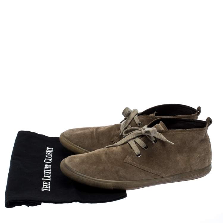 Pre Owned Prada Sport Beige Suede Desert Lace Up Boots Size 43.5