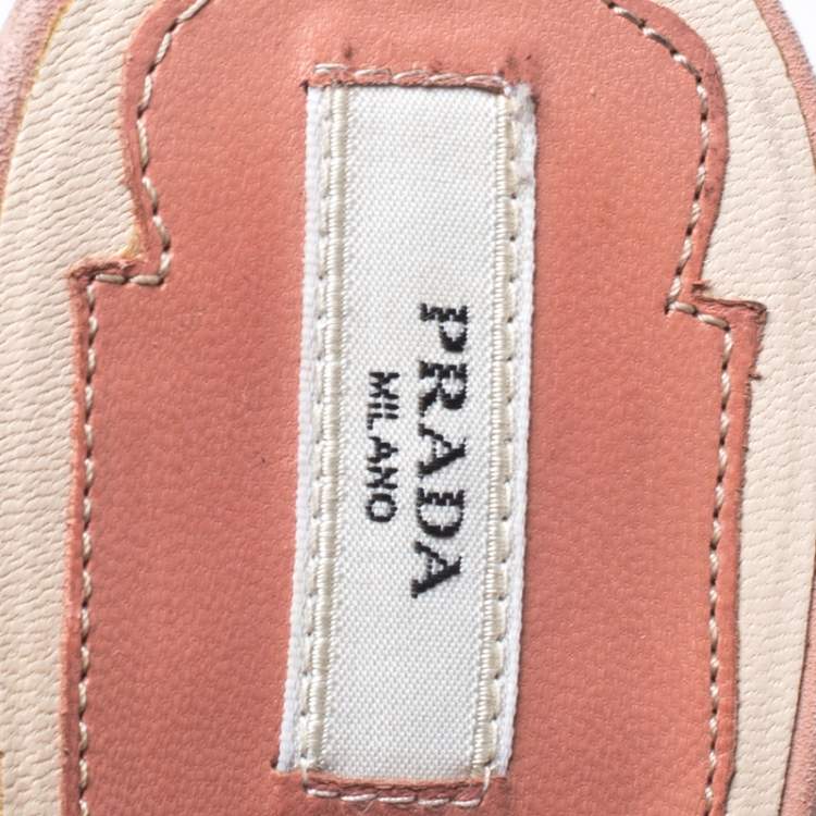 Pre Owned Prada Pink/Black Cut Out Suede Open Toe Ankle Strap Sandals Size 36.5