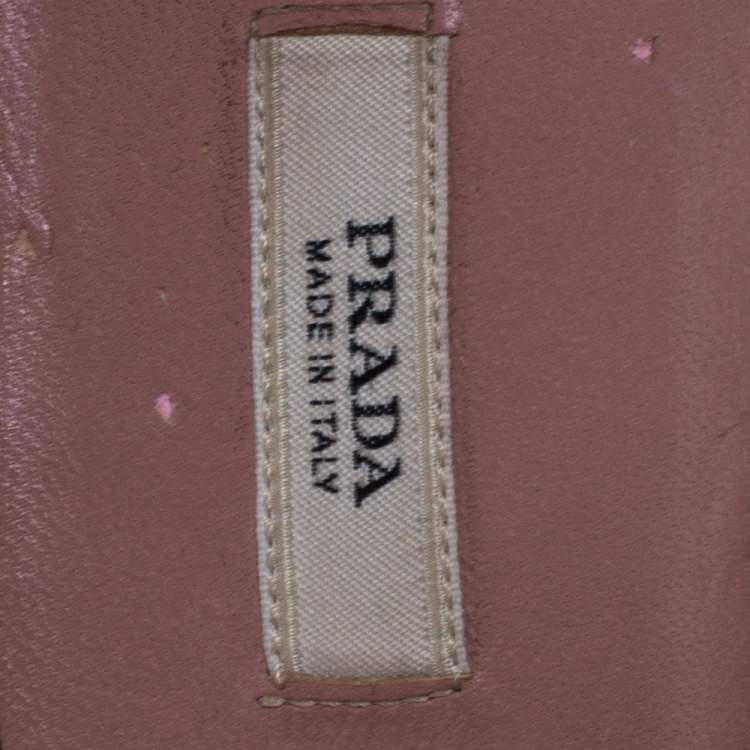 Pre Owned Prada Black/Off White Leather Floral Embellished Ankle Strap Sandals Size 39