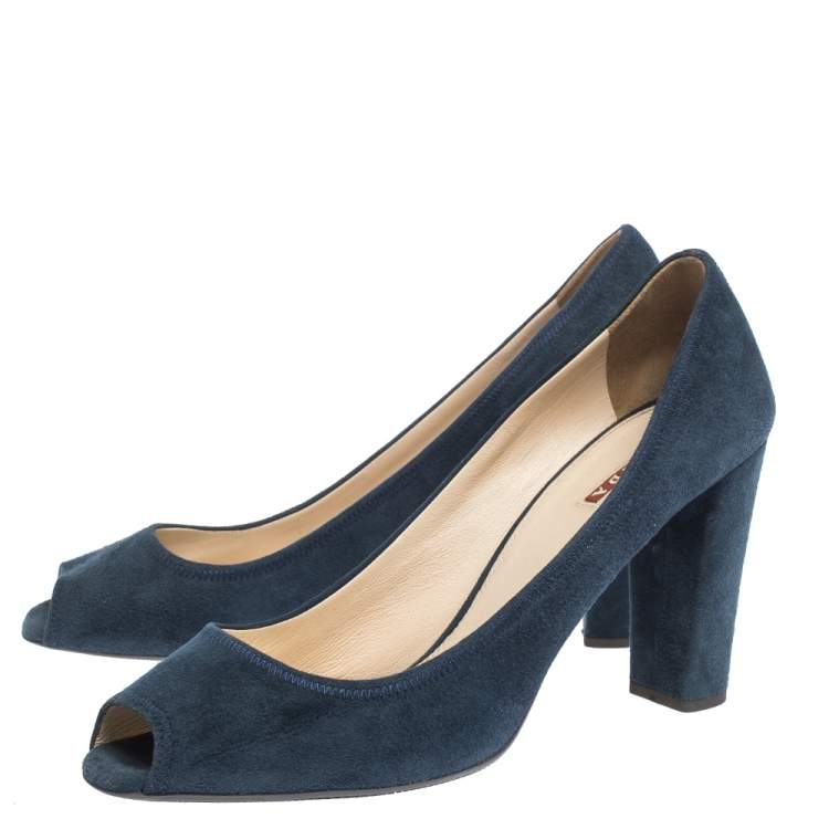 prada blue suede pumps