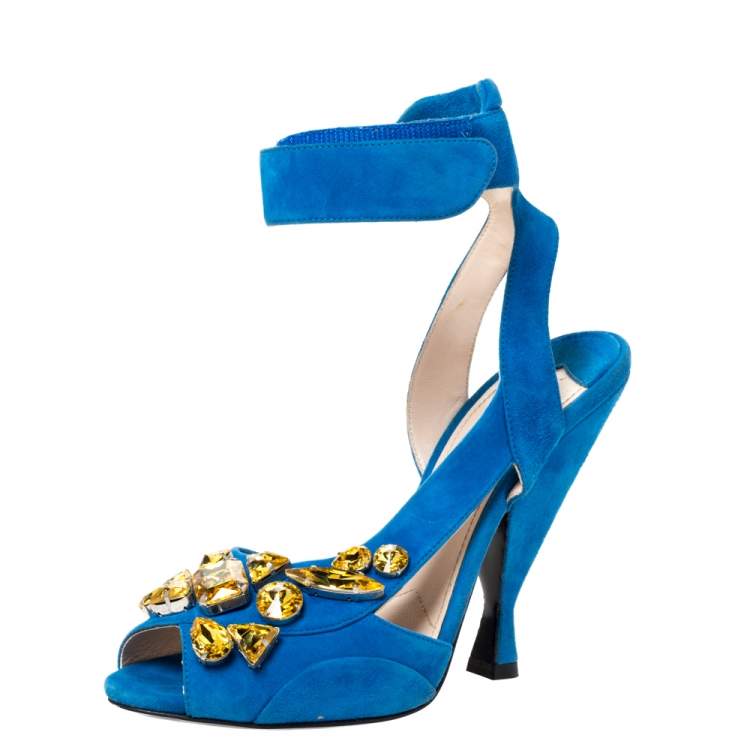 prada blue suede sandals