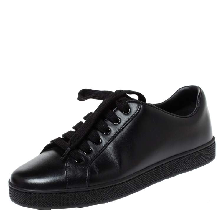 Prada Black Leather Lace Up Sneakers Size  Prada | TLC