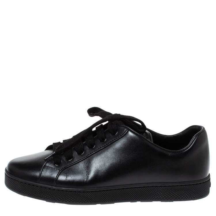 Prada Black Leather Lace Up Sneakers Size 37.5 Prada | TLC