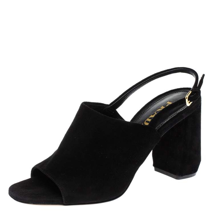 black slingback block heel shoes