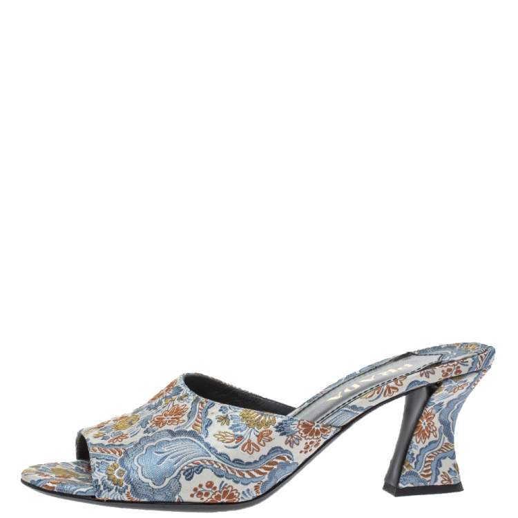 Prada Multicolor Brocade Fabric Slide Sandals Size 36 Prada | TLC